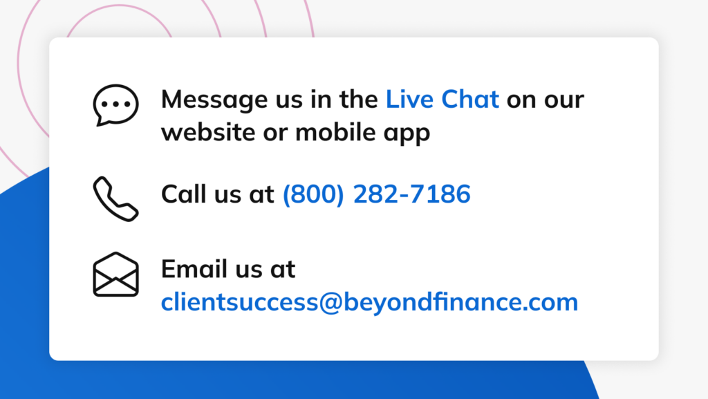 Beyond Finance client contact