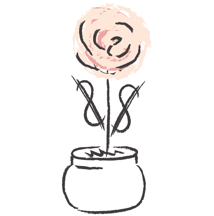 Financial glimmer illustration: a growing plant with dollar-sign leaves.