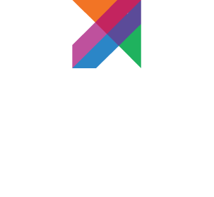 Rising Beyond square logo with tagline, white