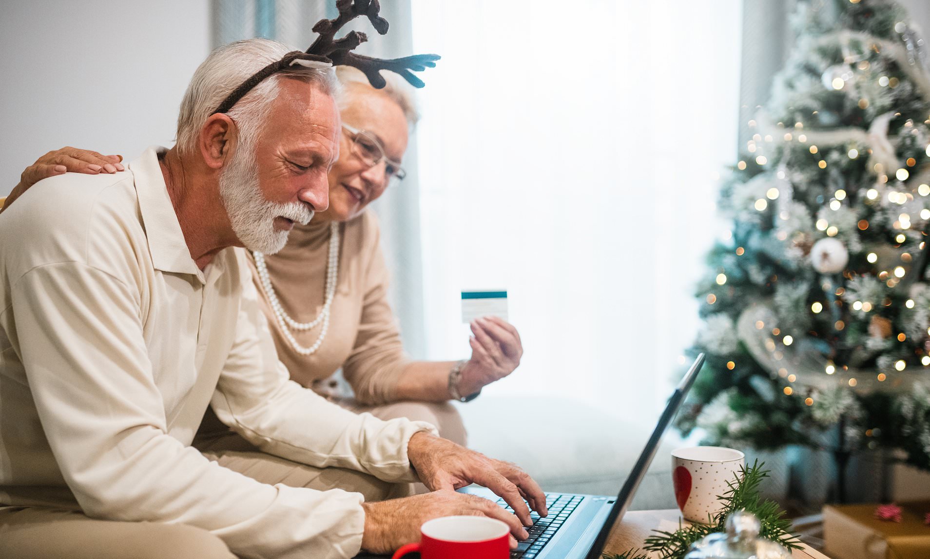 Grandparent using social security checks for holiday shopping.